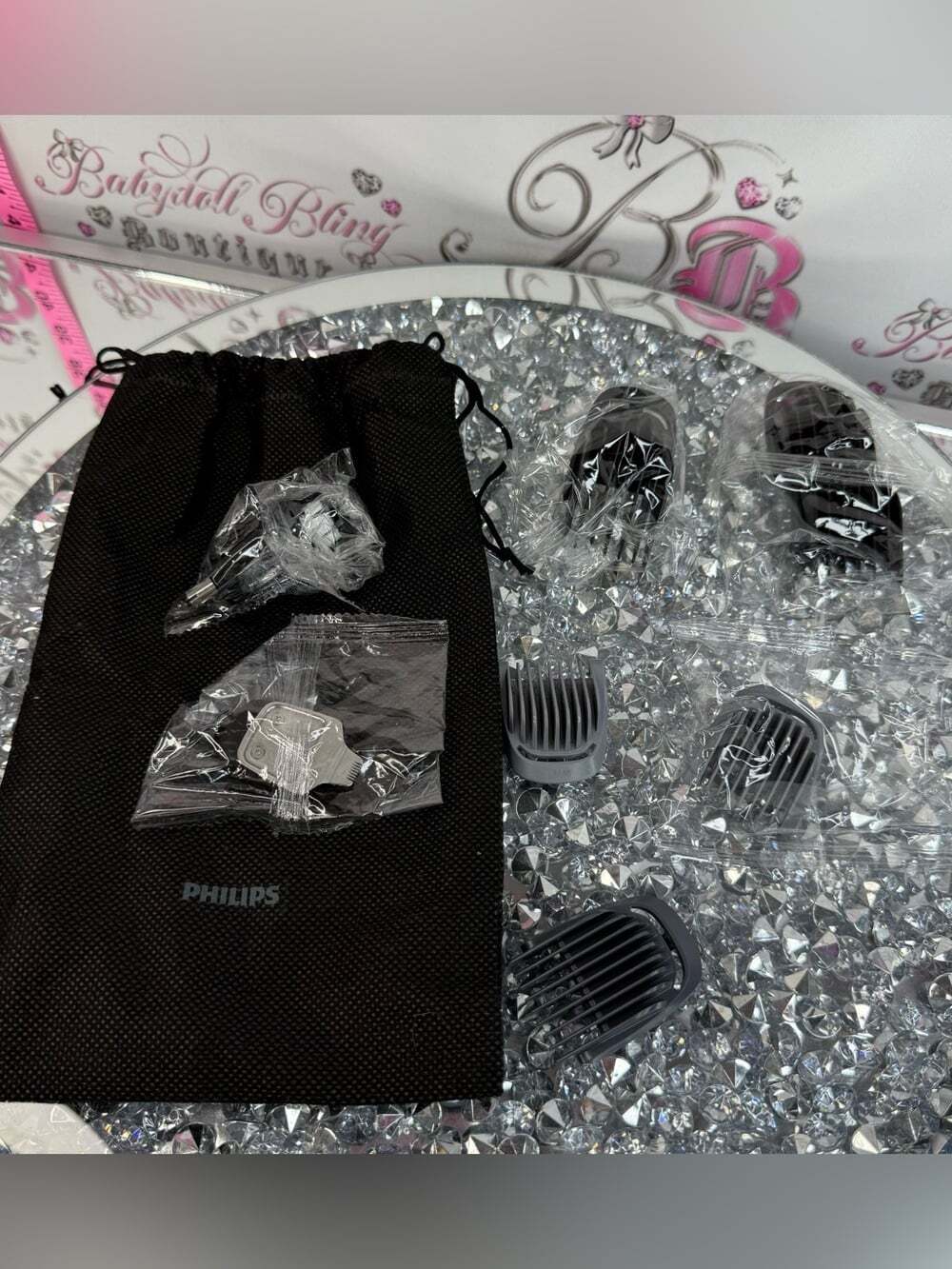 Philips set trimmer pieces Black Pouch with Gray Trimmer Guards Accessory NEW